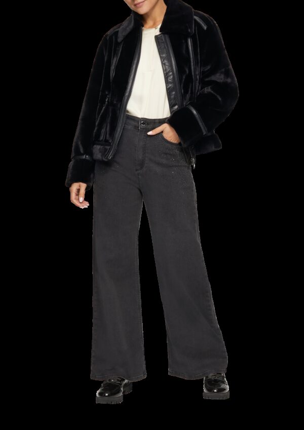 Jacke aus Web-Pelz im Biker-Stil