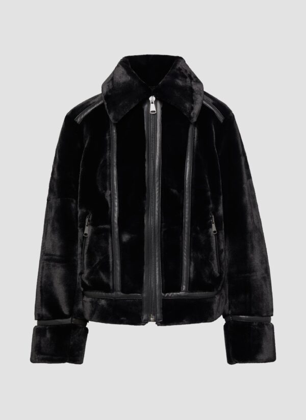 Jacke aus Web-Pelz im Biker-Stil