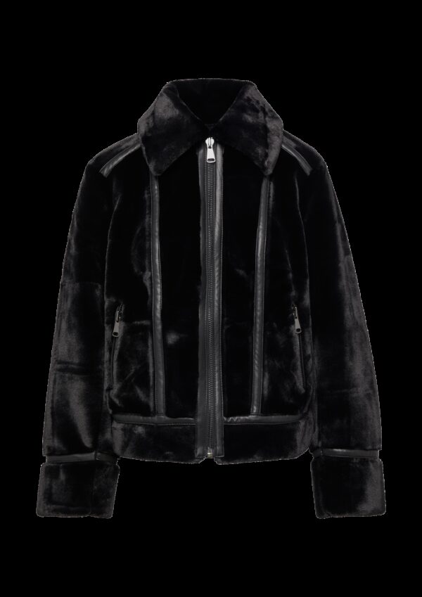 Jacke aus Web-Pelz im Biker-Stil