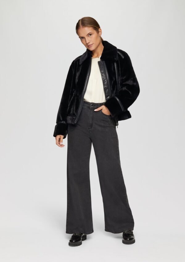 Jacke aus Web-Pelz im Biker-Stil