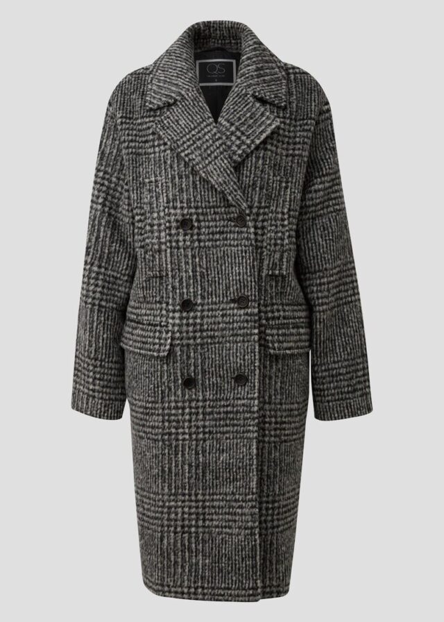 Karierter Oversize Mantel in Wolloptik