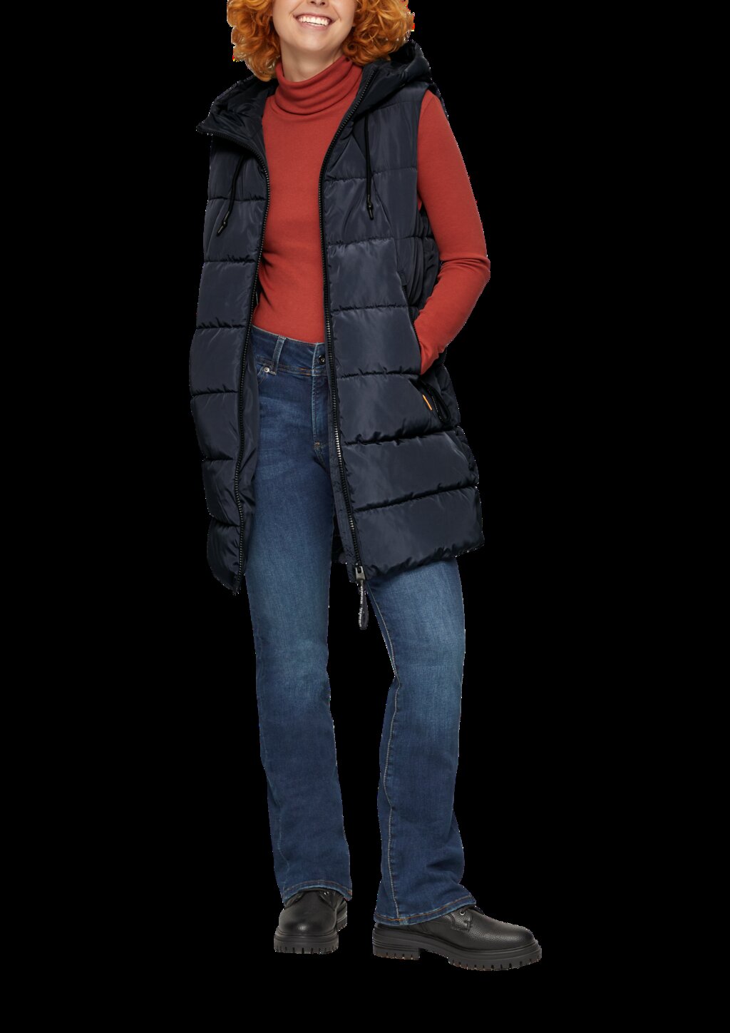 Gesteppte Outdoor-Weste mit Kapuze