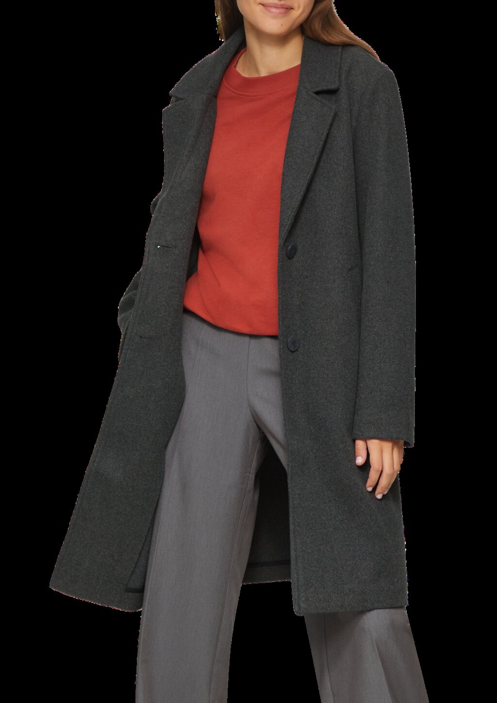 Melierter Mantel mit Reverskragen