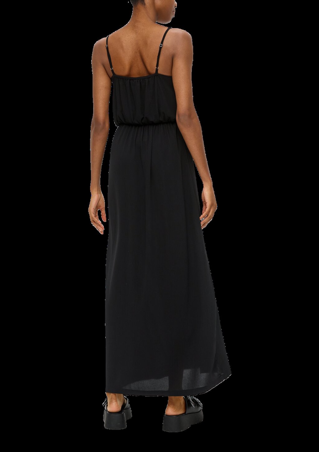 Maxikleid mit Raffung und verstellbaren Trägern