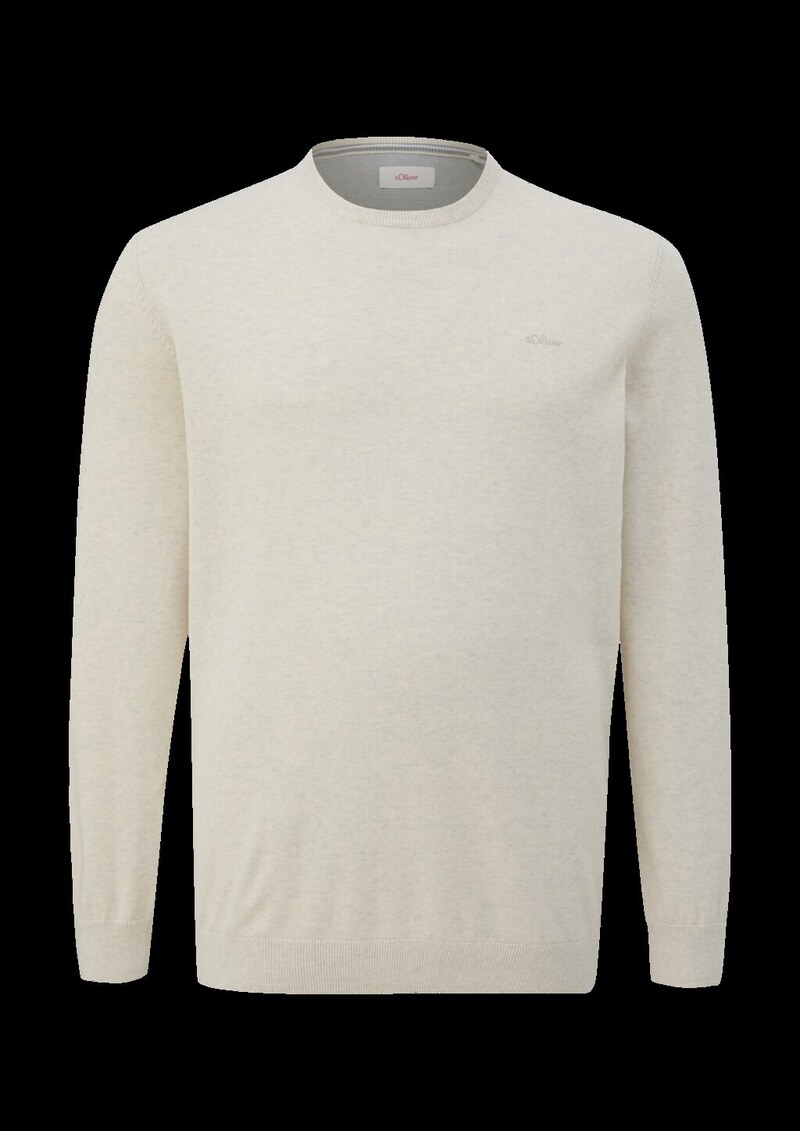 Baumwollpullover mit Logo-Stickerei