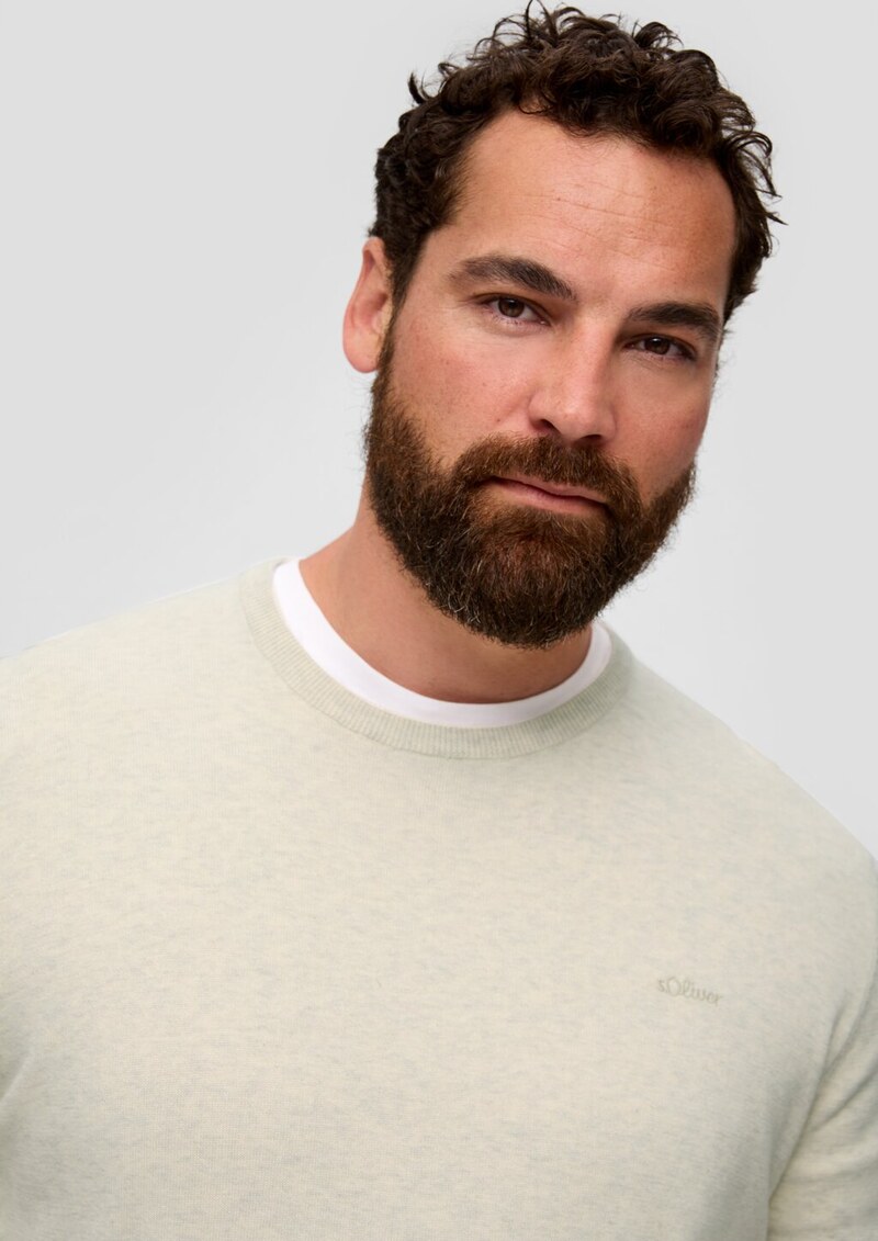 Baumwollpullover mit Logo-Stickerei