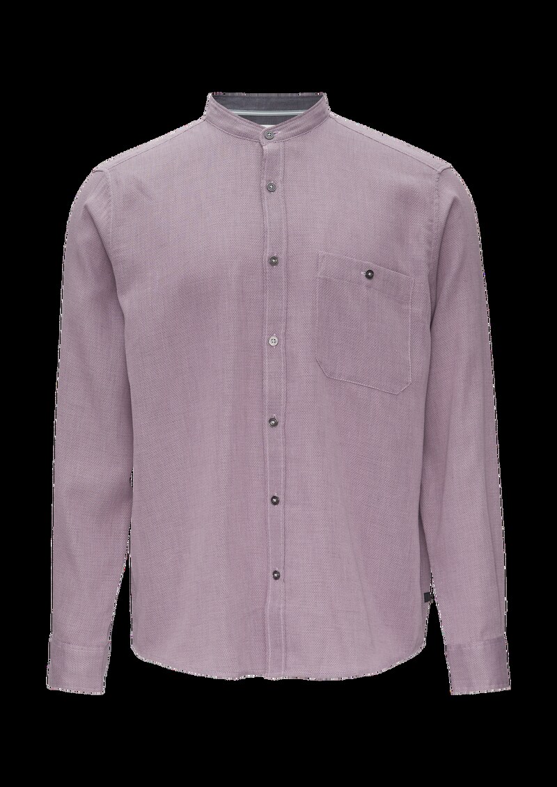 Regular Fit: Hemd mit Stehkragen und Strukurmuster