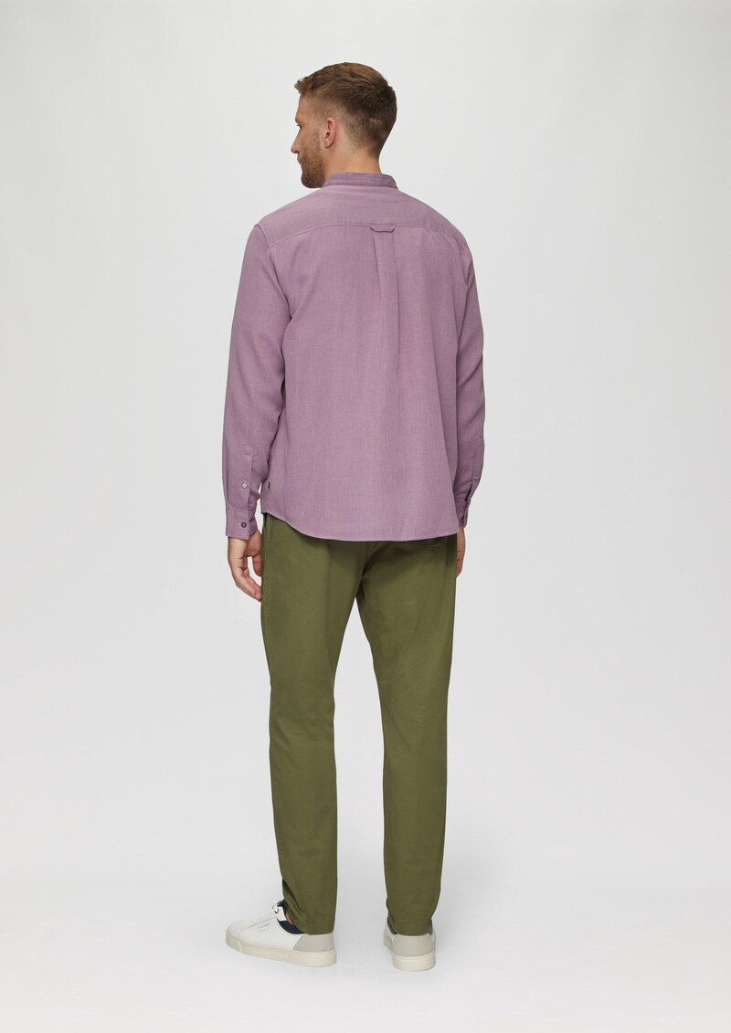 Regular Fit: Hemd mit Stehkragen und Strukurmuster