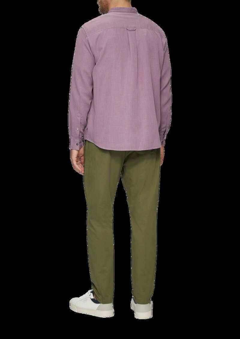 Regular Fit: Hemd mit Stehkragen und Strukurmuster