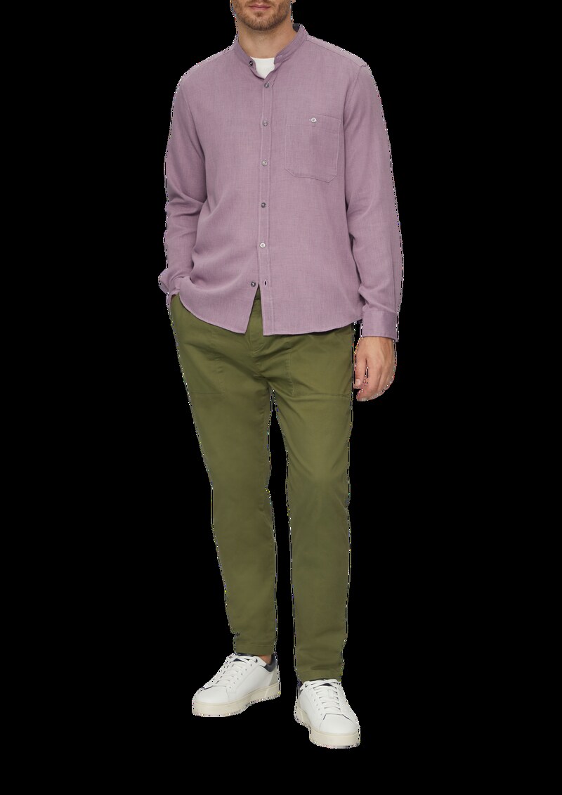 Regular Fit: Hemd mit Stehkragen und Strukurmuster