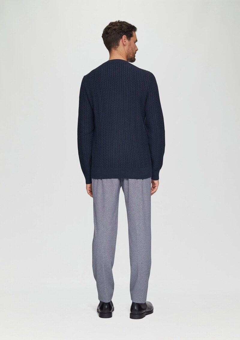 Strickpullover aus Wollmix mit Zopfmuster