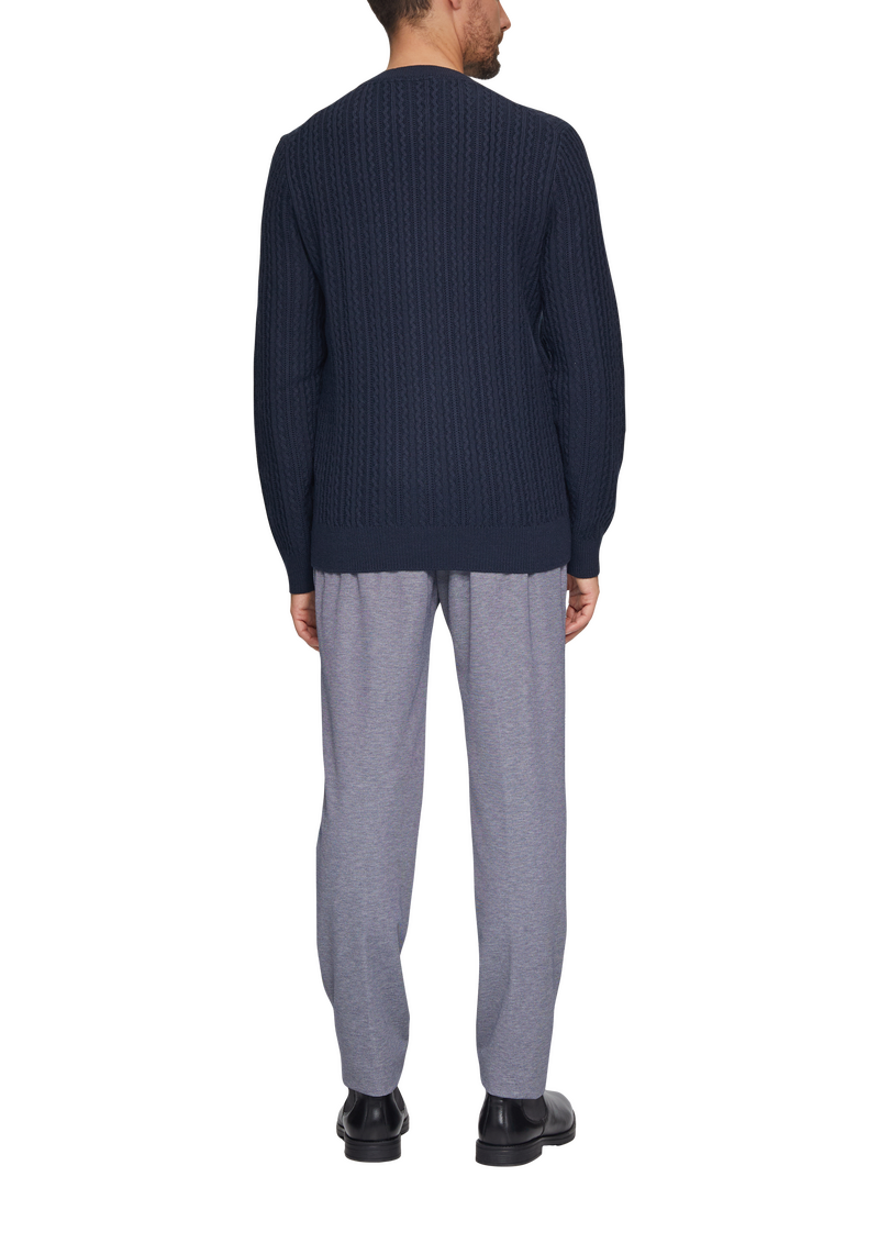 Strickpullover aus Wollmix mit Zopfmuster