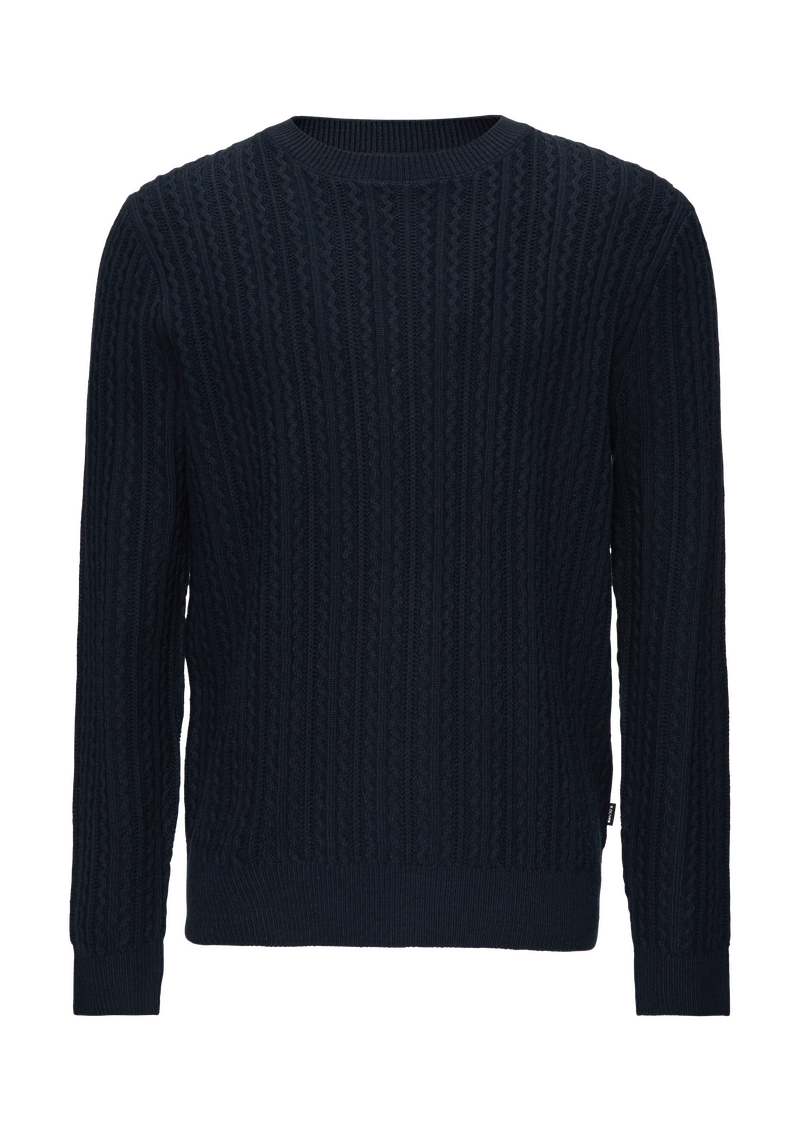 Strickpullover aus Wollmix mit Zopfmuster