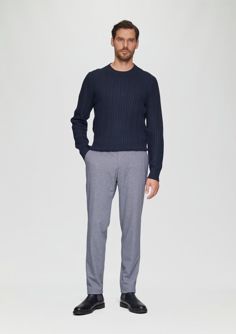 Strickpullover aus Wollmix mit Zopfmuster