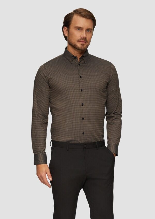 Tailored Fit: Hemd mit Hahnentrittmuster