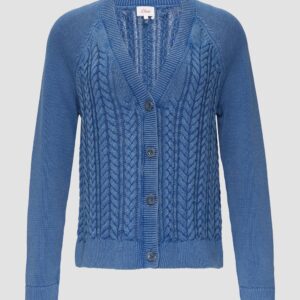 Baumwollcardigan mit Zopfmuster