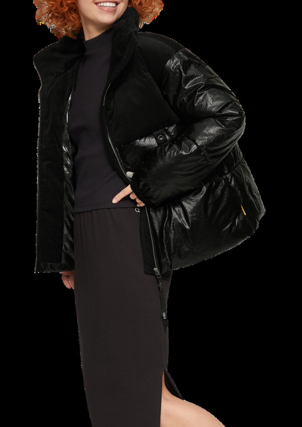 Steppjacke im Fabricmix mit abnehmbarer Tasche