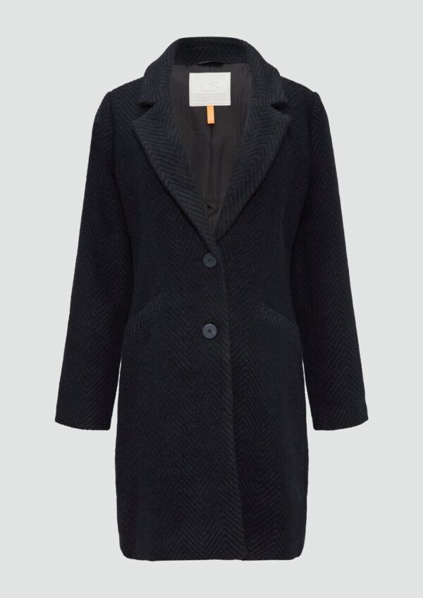 Mantel mit Reverskragen und klassischem Fischgrat-Muster