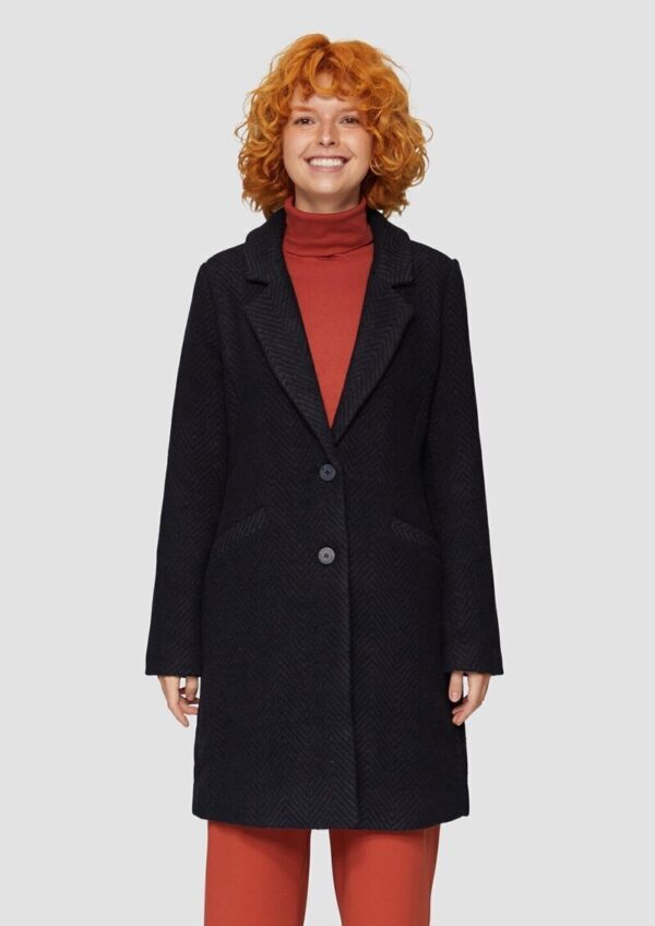 Mantel mit Reverskragen und klassischem Fischgrat-Muster