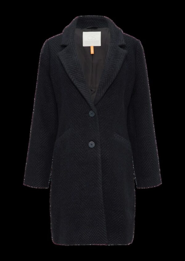 Mantel mit Reverskragen und klassischem Fischgrat-Muster