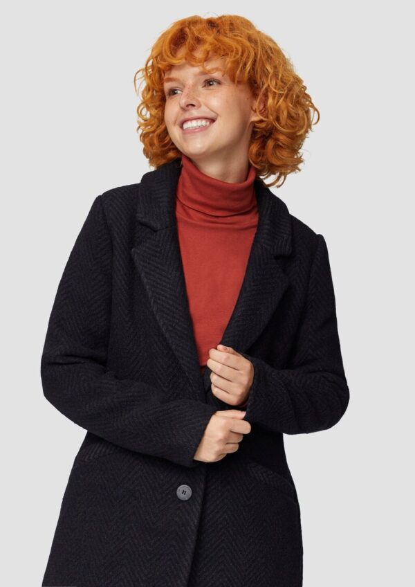 Mantel mit Reverskragen und klassischem Fischgrat-Muster