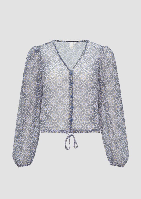 Verkürzte Bluse aus semi-transparentem Chiffon