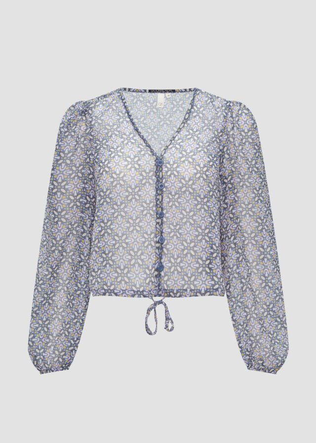 Verkürzte Bluse aus semi-transparentem Chiffon