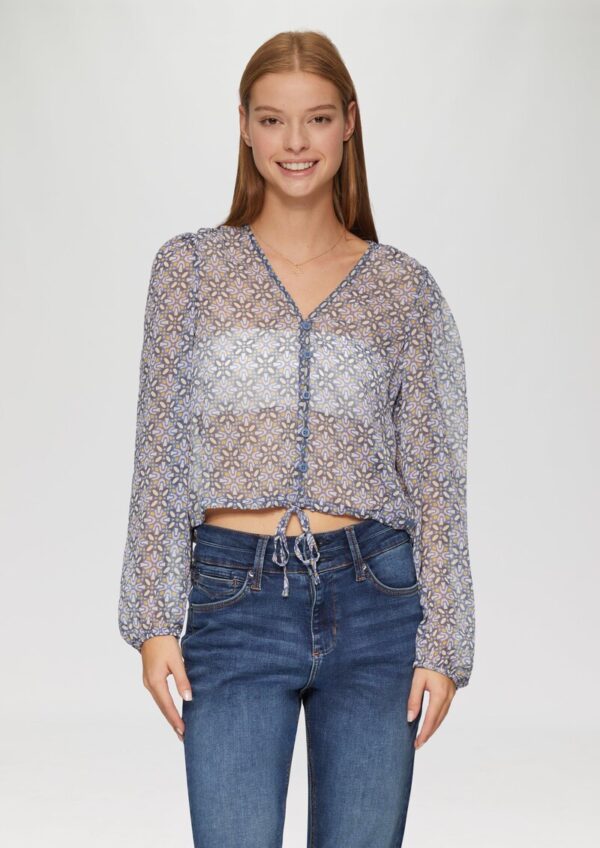 Verkürzte Bluse aus semi-transparentem Chiffon