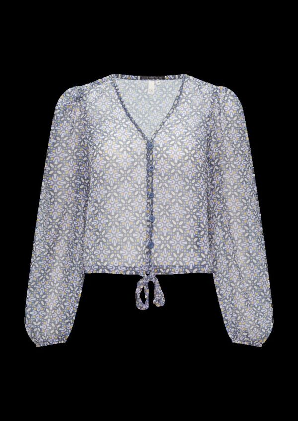 Verkürzte Bluse aus semi-transparentem Chiffon