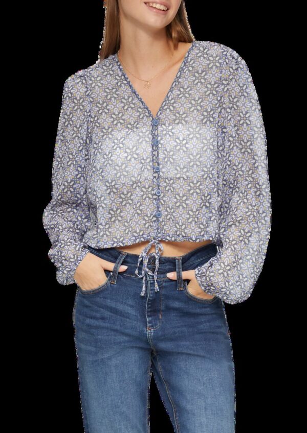 Verkürzte Bluse aus semi-transparentem Chiffon