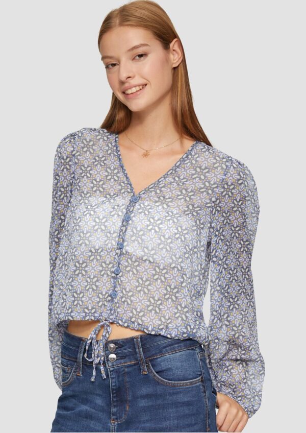 Verkürzte Bluse aus semi-transparentem Chiffon