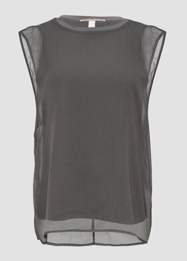 Ärmellose Chiffon-Bluse mit Jerseyfutter