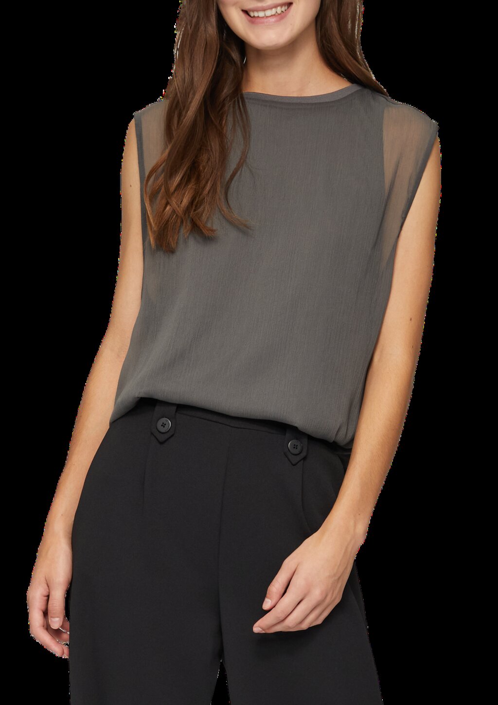 Ärmellose Chiffon-Bluse mit Jerseyfutter