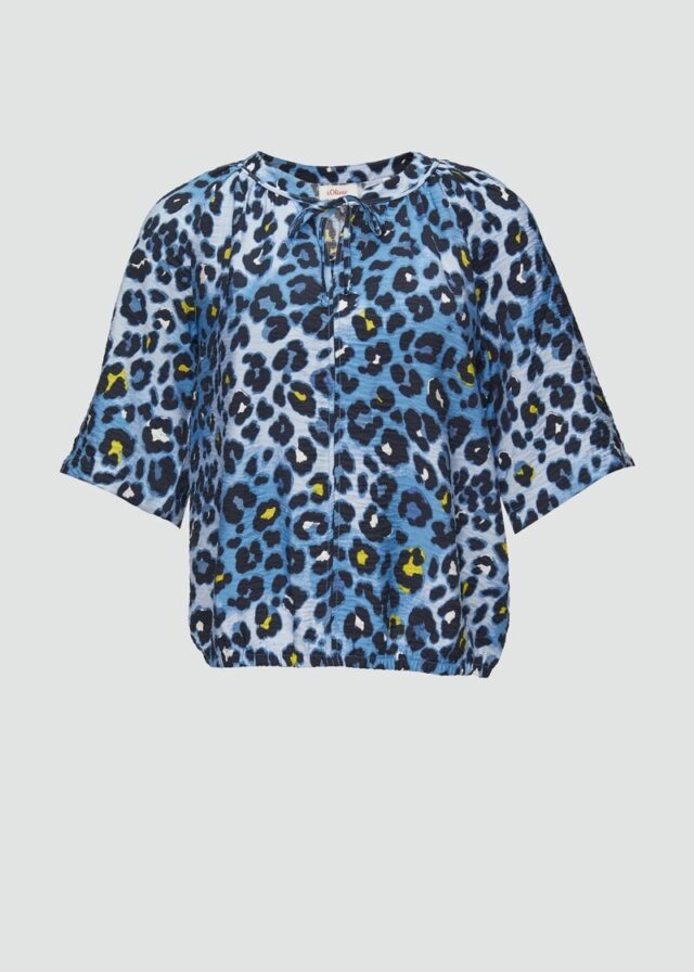 Strukturierte Bluse im O-Shape mit Raffdetails