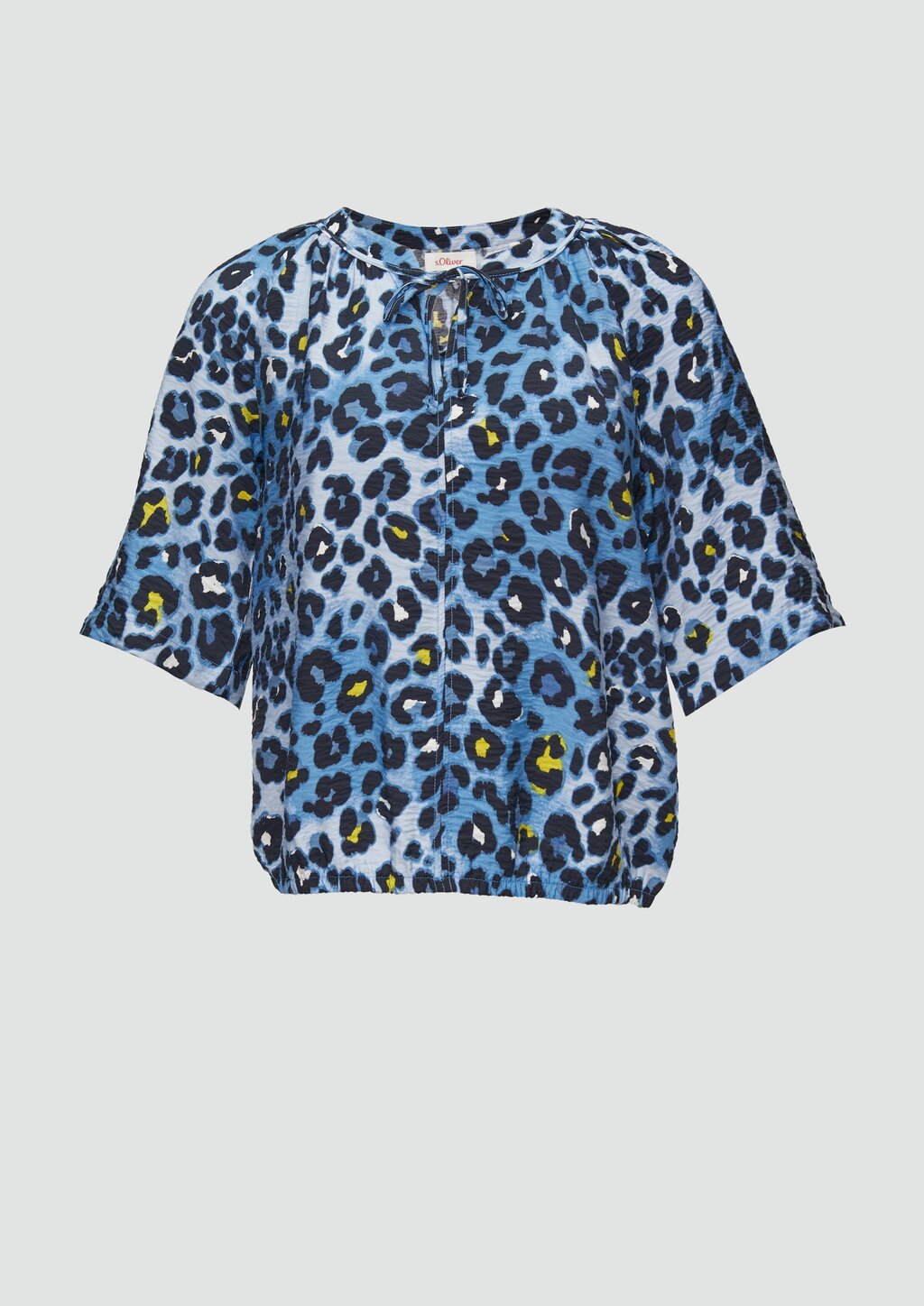 Strukturierte Bluse im O-Shape mit Raffdetails