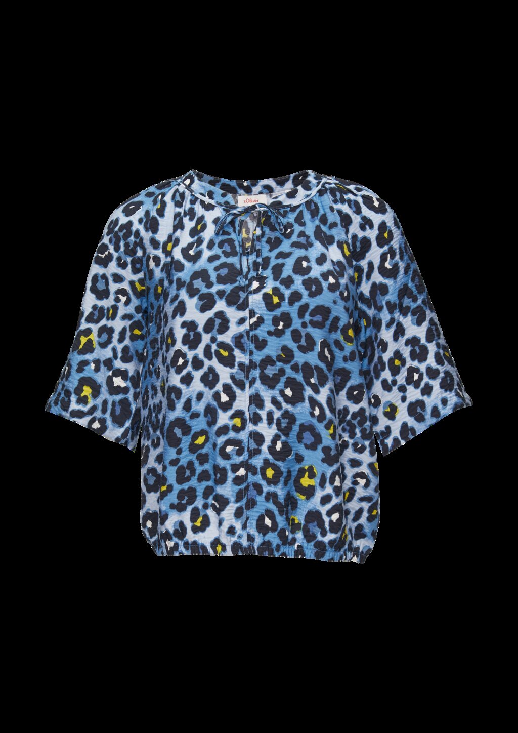 Strukturierte Bluse im O-Shape mit Raffdetails