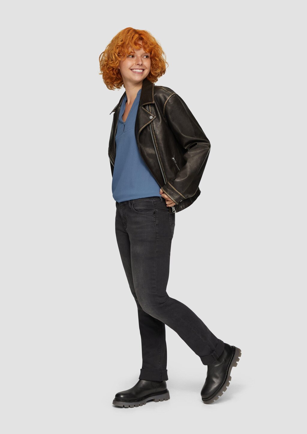 Viskose-Crêpe-Bluse mit 3/4 Arm