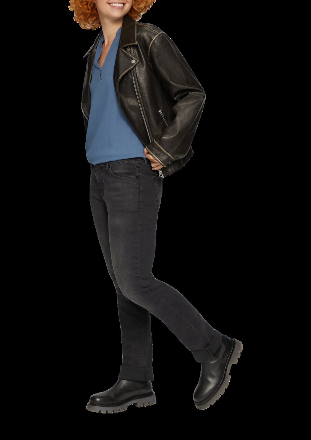 Viskose-Crêpe-Bluse mit 3/4 Arm