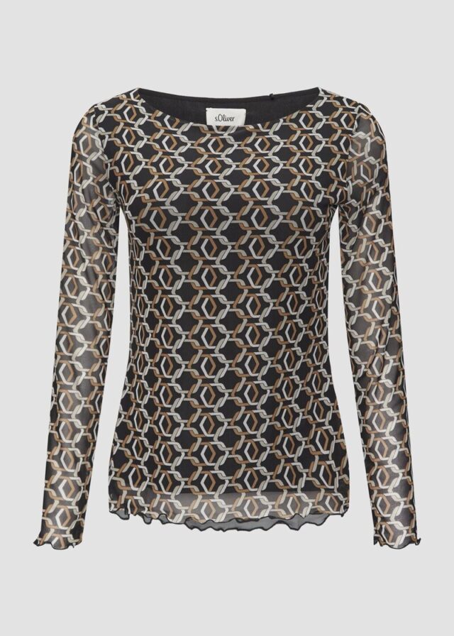 Longsleeve aus Mesh im Slim Fit