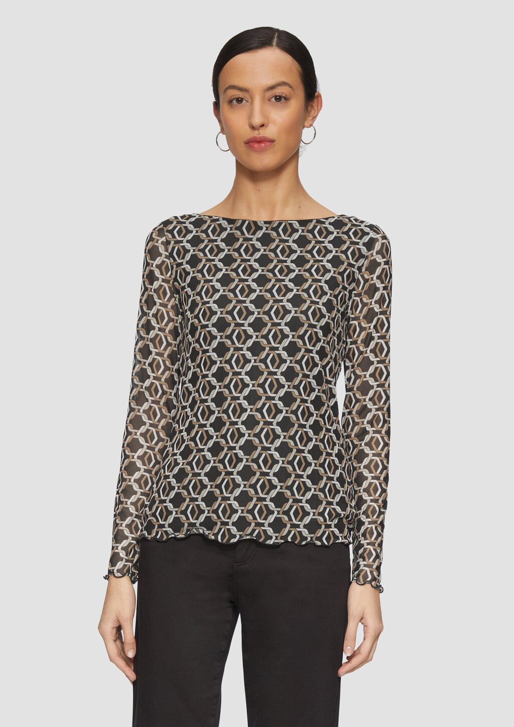 Longsleeve aus Mesh im Slim Fit