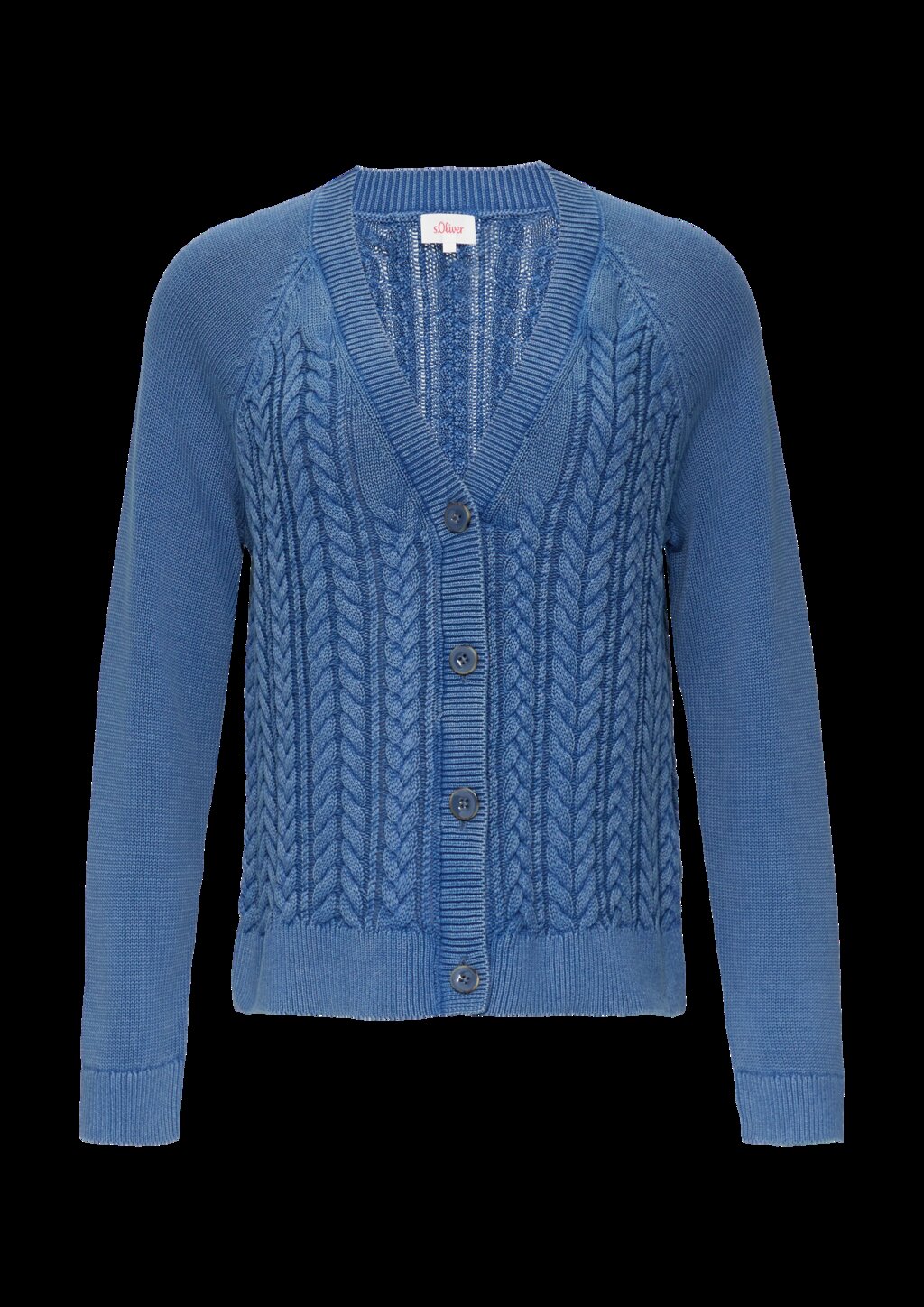 Baumwollcardigan mit Zopfmuster