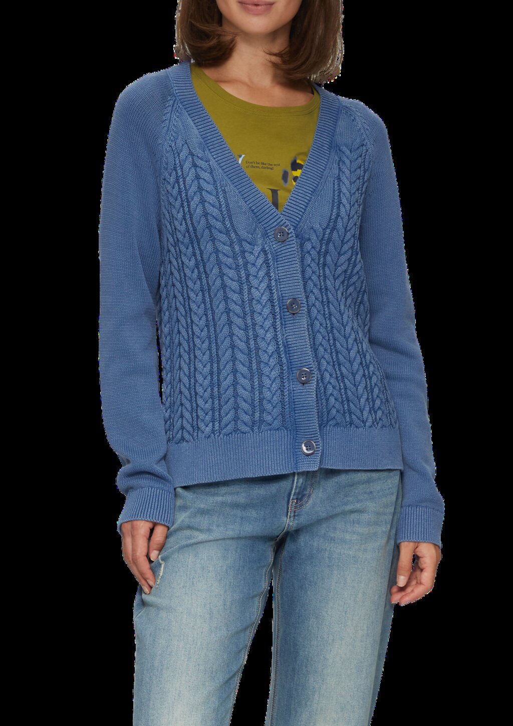 Baumwollcardigan mit Zopfmuster