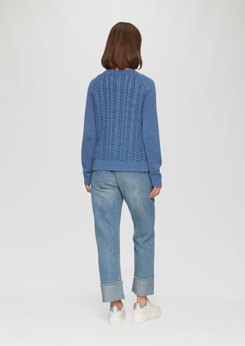 Baumwollcardigan mit Zopfmuster