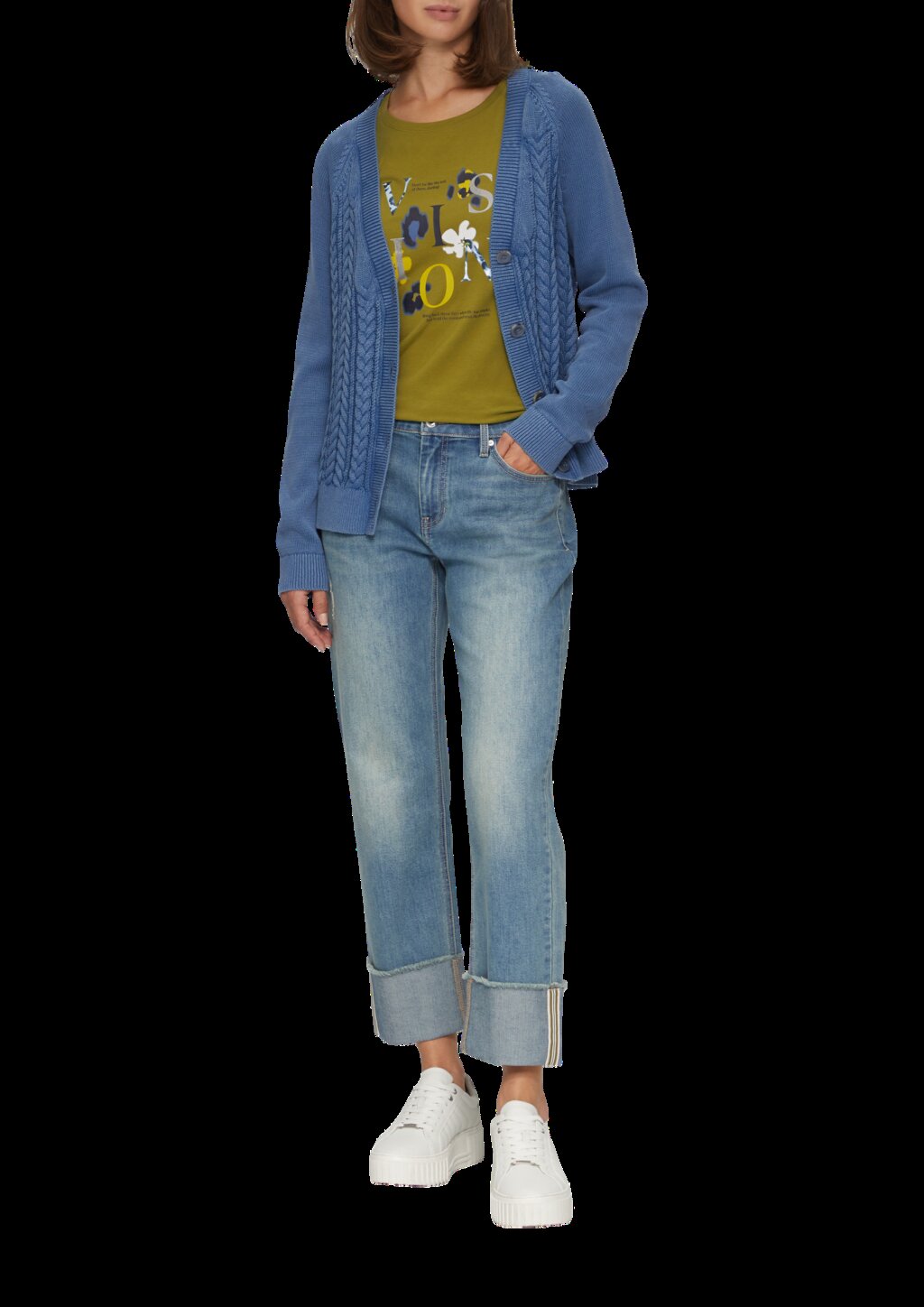 Baumwollcardigan mit Zopfmuster