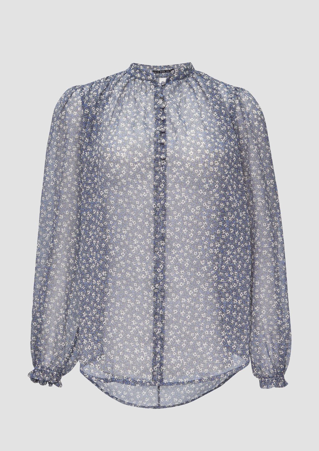 Leicht transparente Chiffonbluse mit Puffärmeln