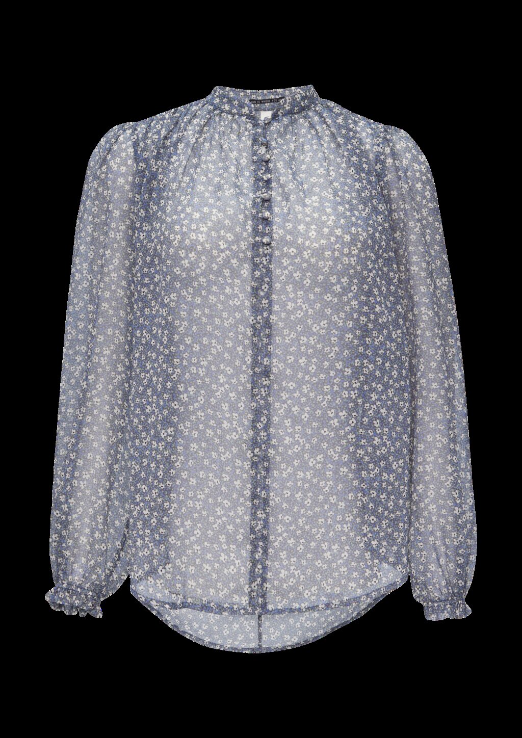 Leicht transparente Chiffonbluse mit Puffärmeln