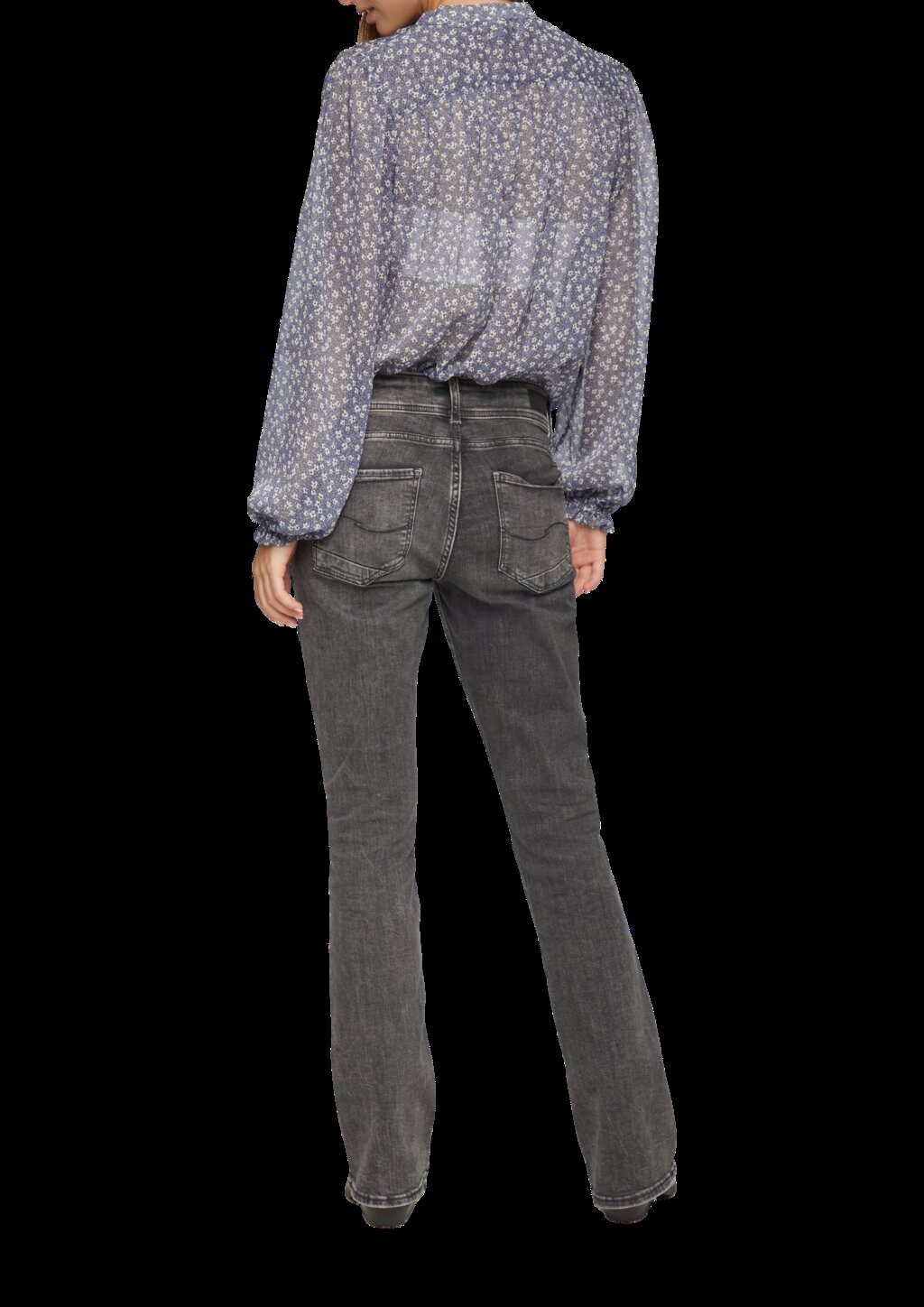 Leicht transparente Chiffonbluse mit Puffärmeln