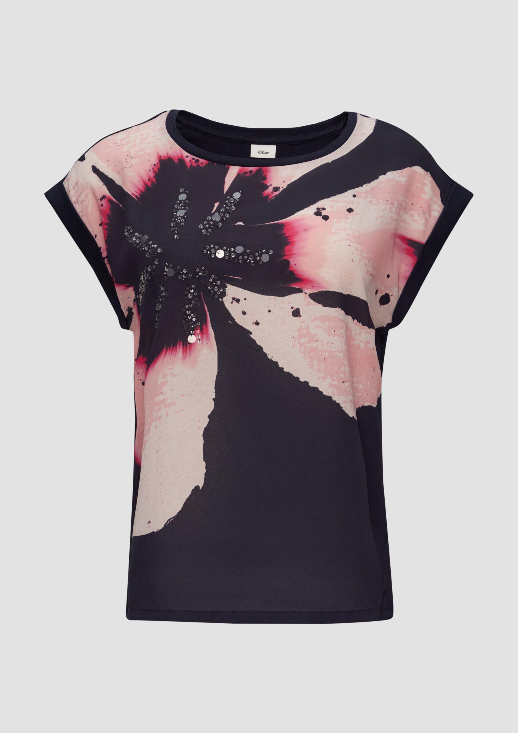 Blusenshirt im Fabricmix mit Pailletten