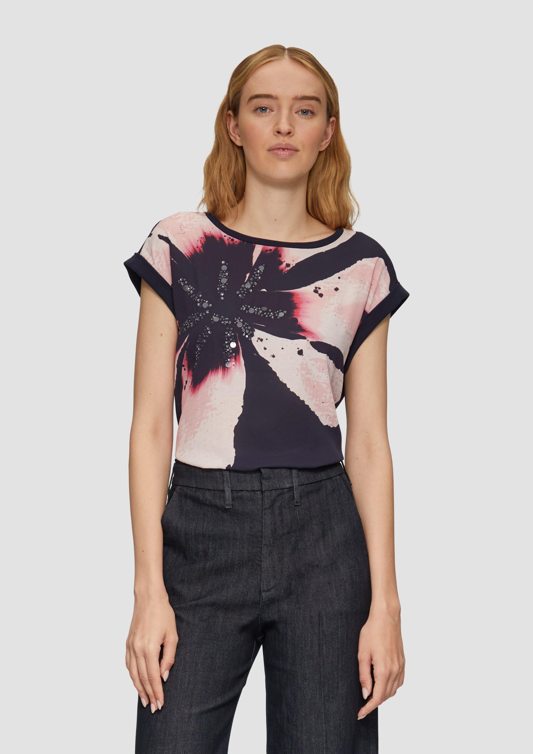 Blusenshirt im Fabricmix mit Pailletten