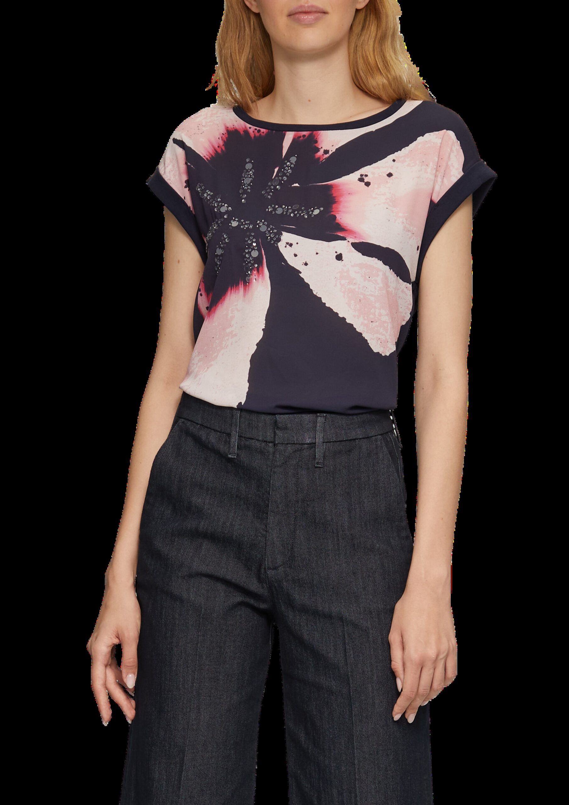 Blusenshirt im Fabricmix mit Pailletten